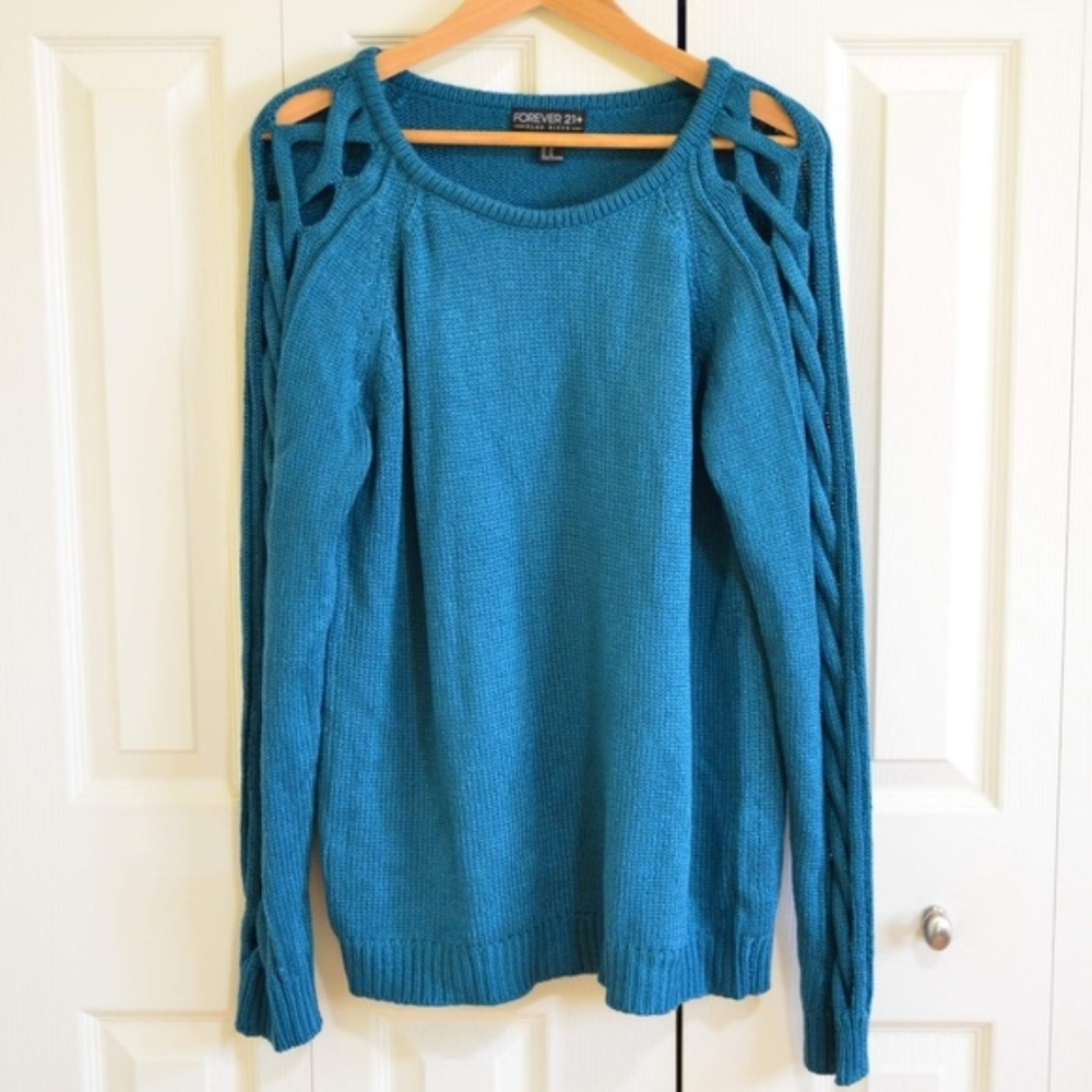 Forever 21 Teal Crew Neck Sweater